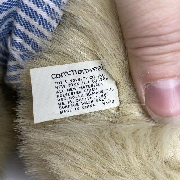 VTG Commonwealth Bunny Plush Rabbit Carrot Overalls Tan 12” Tall 1989 Easter - Picture 7 of 9